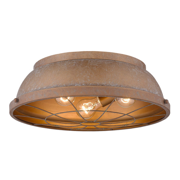 Three Light Flush Mount from the Bartlett CP Collection in Copper Patina Finish by Golden