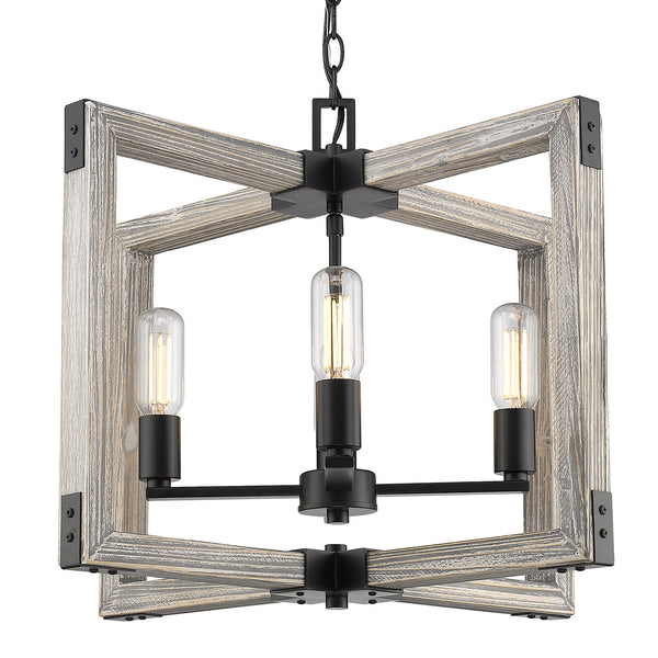 Four Light Chandelier from the Lowell Collection in Matte Black Finish by Golden