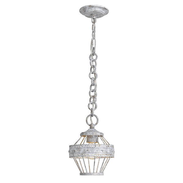 One Light Mini Pendant from the Ferris OY Collection in Oyster Finish by Golden