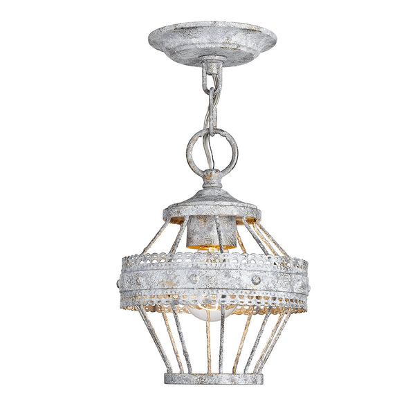 One Light Mini Pendant from the Ferris OY Collection in Oyster Finish by Golden