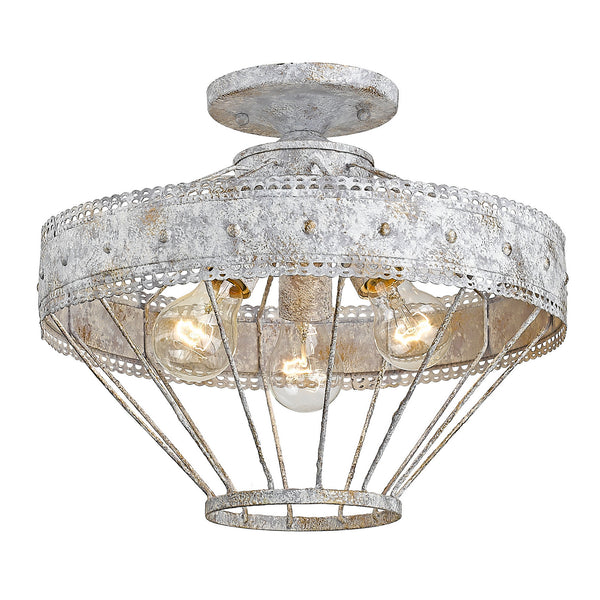 Golden - 7856-SF OY - Three Light Semi-Flush Mount - Ferris OY - Oyster from Lighting & Bulbs Unlimited in Charlotte, NC