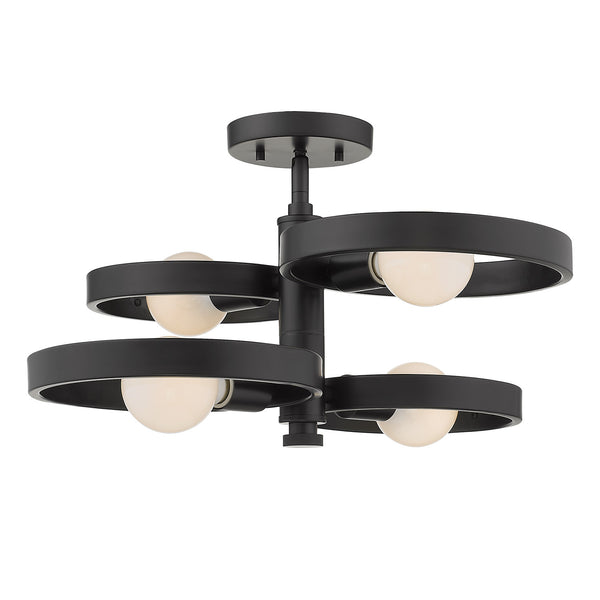 Four Light Chandelier from the Sloane BLK Collection in Matte Black Finish by Golden