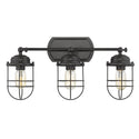Three Light Bath Vanity from the Seaport BLK Collection in Matte Black Finish by Golden