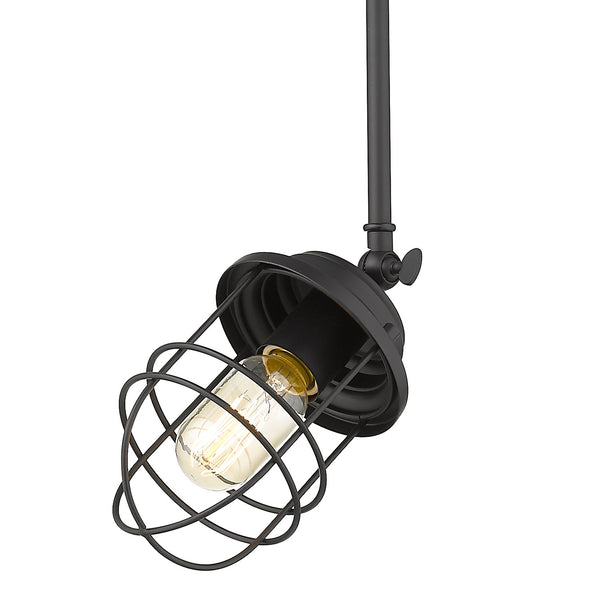 One Light Mini Pendant from the Seaport BLK Collection in Matte Black Finish by Golden
