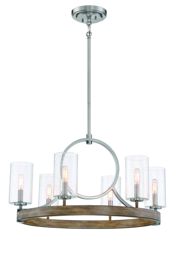Minka-Lavery - 4015-280 - Six Light Chandelier - Country Estates - Sun Faded Wood W/Brushed Nicke from Lighting & Bulbs Unlimited in Charlotte, NC