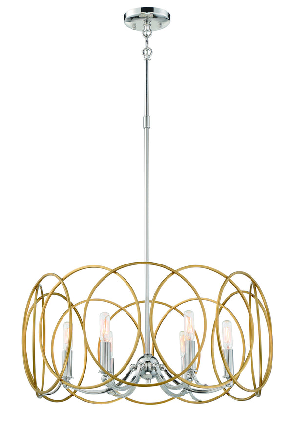 Minka-Lavery - 4026-679 - Six Light Pendant - Chassell - Painted Honey Gold With Polish from Lighting & Bulbs Unlimited in Charlotte, NC