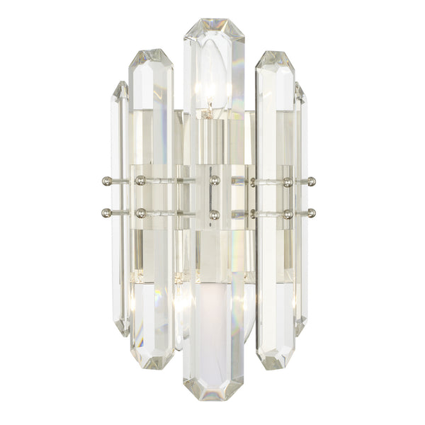 Crystorama - BOL-8882-PN - Two Light Wall Mount - Bolton - Polished Nickel from Lighting & Bulbs Unlimited in Charlotte, NC