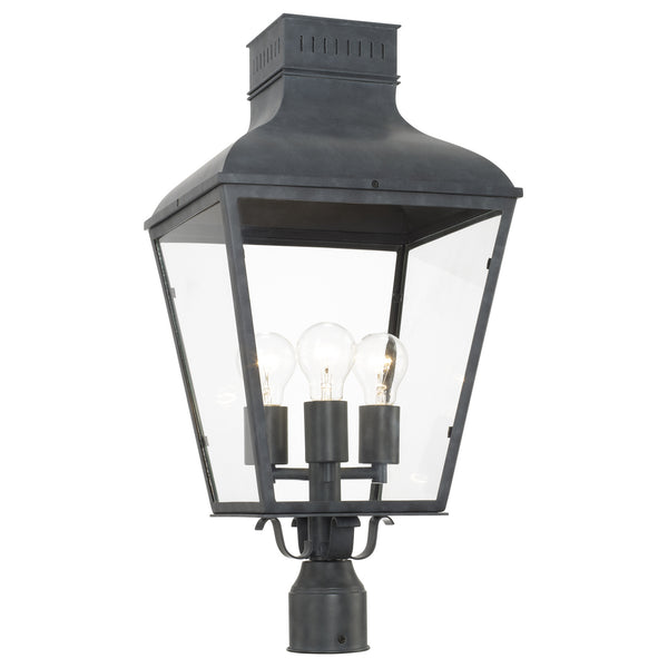 Crystorama - DUM-9808-GE - Three Light Outdoor Lantern Post - Dumont - Graphite from Lighting & Bulbs Unlimited in Charlotte, NC