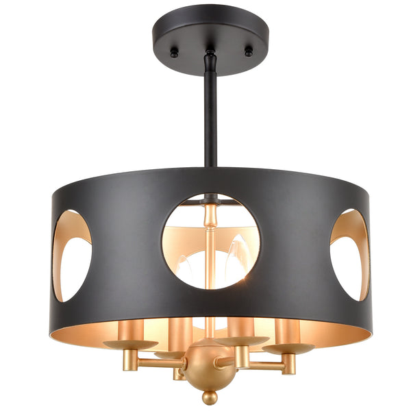 Crystorama - ODE-700-BK-GA - Four Light Pendant - Odelle - Black / Antique Gold from Lighting & Bulbs Unlimited in Charlotte, NC