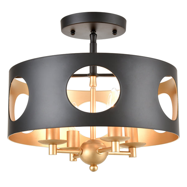 Crystorama - ODE-700-BK-GA_CEILING - Four Light Ceiling Mount - Odelle - Black / Antique Gold from Lighting & Bulbs Unlimited in Charlotte, NC