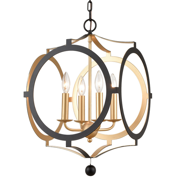 Crystorama - ODE-704-BK-GA - Four Light Chandelier - Odelle - Black / Antique Gold from Lighting & Bulbs Unlimited in Charlotte, NC