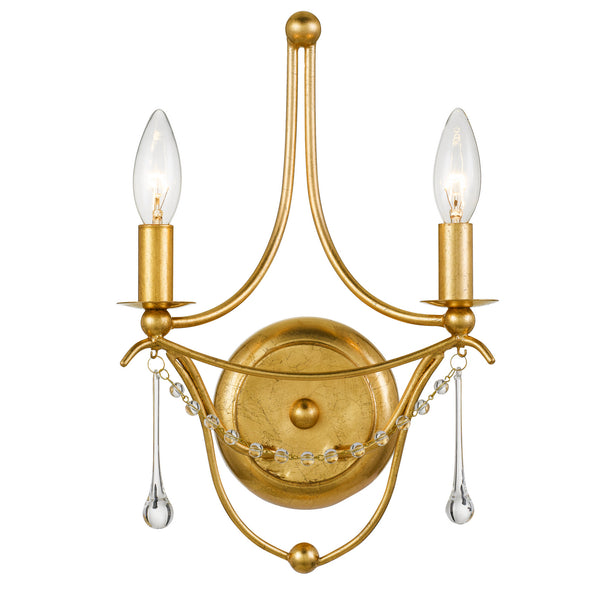 Crystorama - 422-GA - Two Light Wall Mount - Metro - Antique Gold from Lighting & Bulbs Unlimited in Charlotte, NC