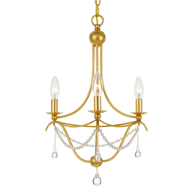Crystorama - 423-GA - Three Light Mini Chandelier - Metro - Antique Gold from Lighting & Bulbs Unlimited in Charlotte, NC