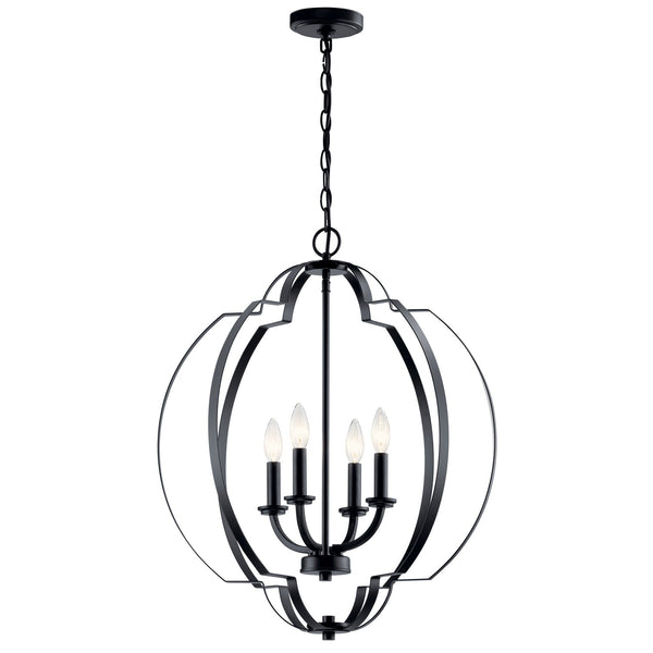 Four Light Foyer Pendant from the Voleta Collection in Black Finish by Kichler