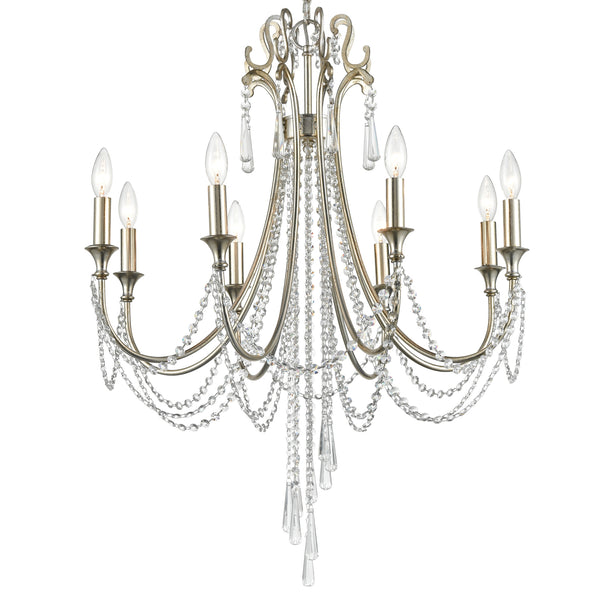 Crystorama - ARC-1908-SA-CL-MWP - Eight Light Chandelier - Arcadia - Antique Silver from Lighting & Bulbs Unlimited in Charlotte, NC