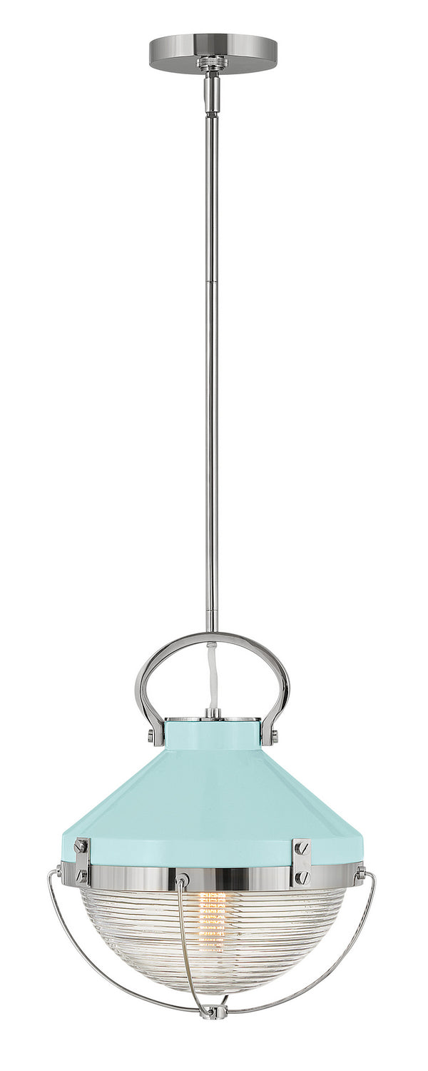 Hinkley - 4847PN-REB - LED Pendant - Crew - Polished Nickel with Robin's-Egg Blue from Lighting & Bulbs Unlimited in Charlotte, NC