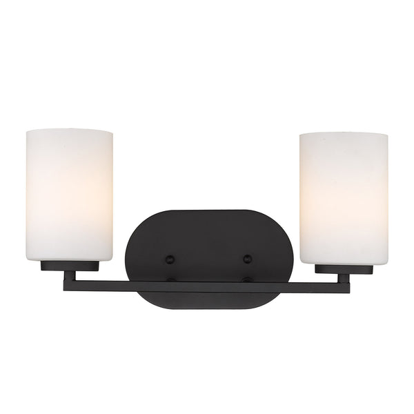 Two Light Bath Vanity from the Manhattan Collection in Matte Black Finish by Golden