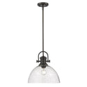 One Light Pendant from the Hines RBZ Collection in Rubbed Bronze Finish by Golden