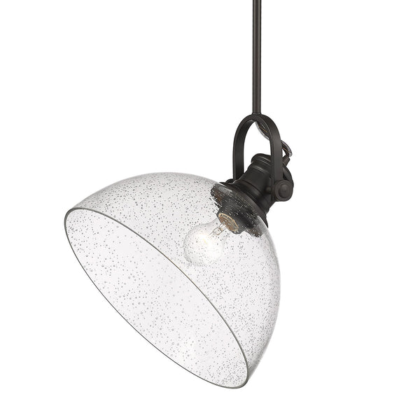 One Light Pendant from the Hines RBZ Collection in Rubbed Bronze Finish by Golden