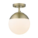 One Light Semi-Flush Mount from the Dixon AB Collection in Aged Brass Finish by Golden
