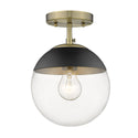 One Light Semi-Flush Mount from the Dixon AB Collection in Aged Brass Finish by Golden