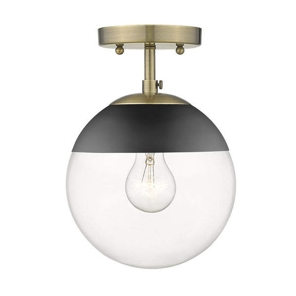 Golden - 3219-SF AB-BLK - One Light Semi-Flush Mount - Dixon AB - Aged Brass from Lighting & Bulbs Unlimited in Charlotte, NC