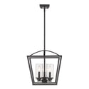 Three Light Pendant from the Mercer Collection in Matte Black Finish by Golden
