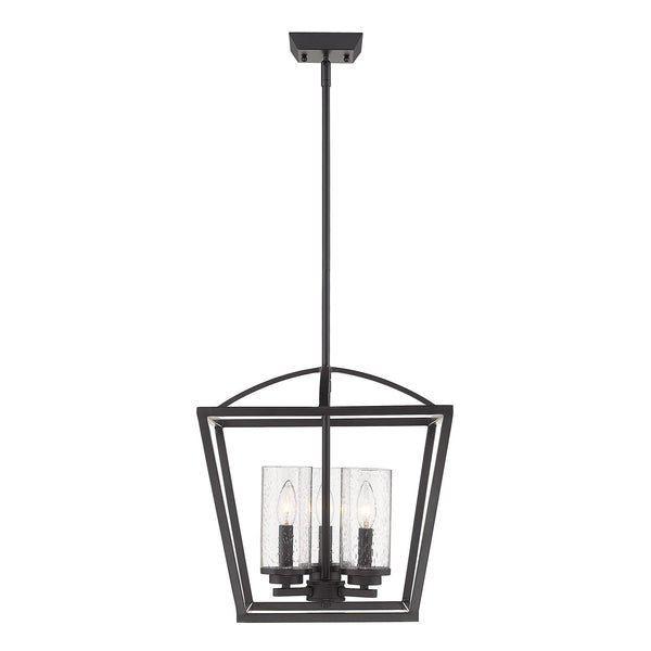 Three Light Pendant from the Mercer Collection in Matte Black Finish by Golden