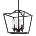 Three Light Pendant from the Mercer Collection in Matte Black Finish by Golden