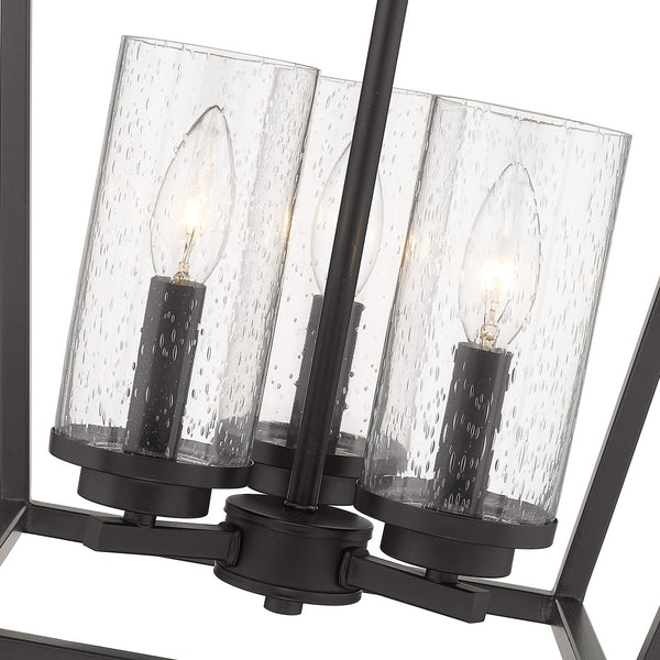 Three Light Pendant from the Mercer Collection in Matte Black Finish by Golden