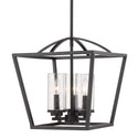 Three Light Pendant from the Mercer Collection in Matte Black Finish by Golden