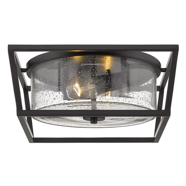 Two Light Flush Mount from the Mercer Collection in Matte Black Finish by Golden