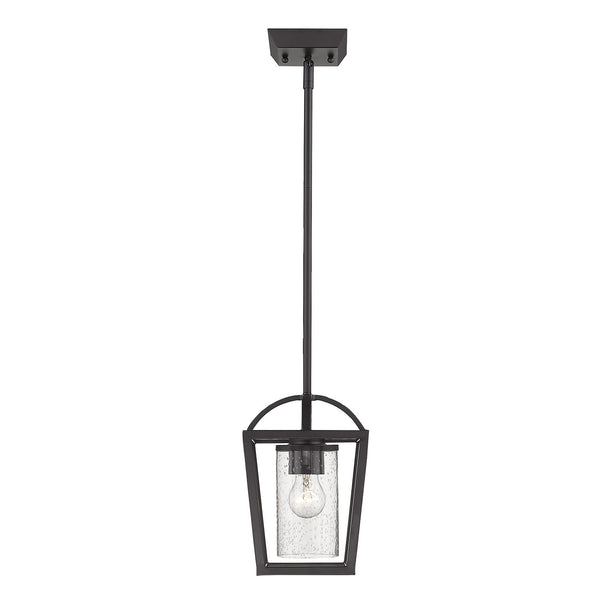 One Light Mini Pendant from the Mercer Collection in Matte Black Finish by Golden