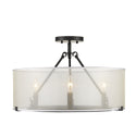 Three Light Semi-Flush Mount from the Alyssa Collection in Matte Black Finish by Golden
