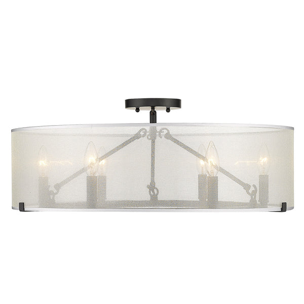 Six Light Semi-Flush Mount from the Alyssa Collection in Matte Black Finish by Golden