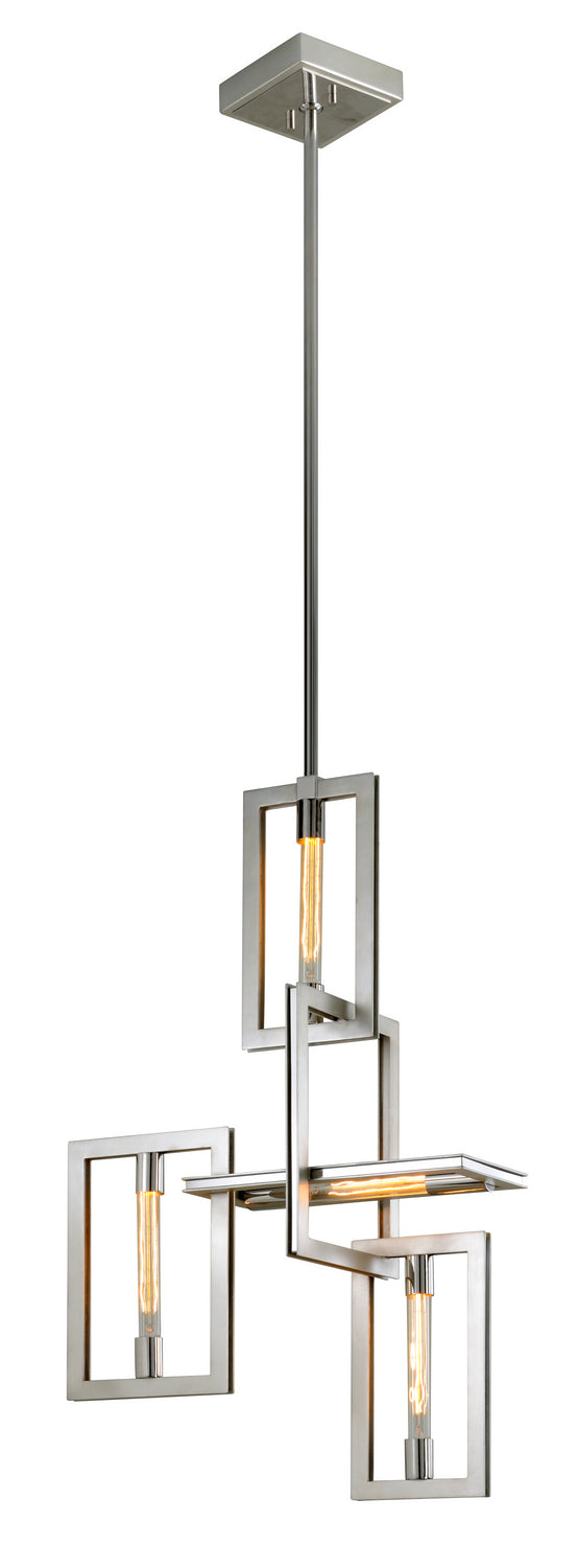 Troy Lighting - F7104-SL/SS - Four Light Pendant - Enigma - Silver Leaf W Stainless Acc from Lighting & Bulbs Unlimited in Charlotte, NC