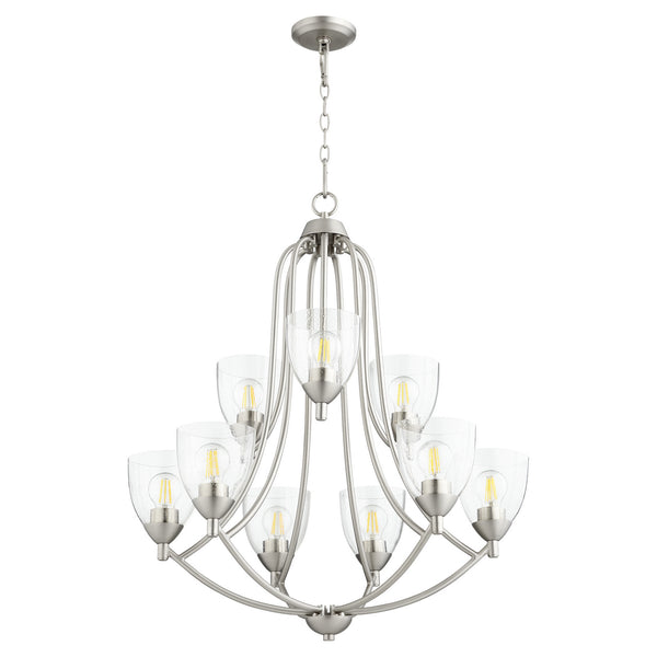 Quorum - 6069-9-265 - Nine Light Chandelier - Barkley - Satin Nickel w/ Clear/Seeded from Lighting & Bulbs Unlimited in Charlotte, NC