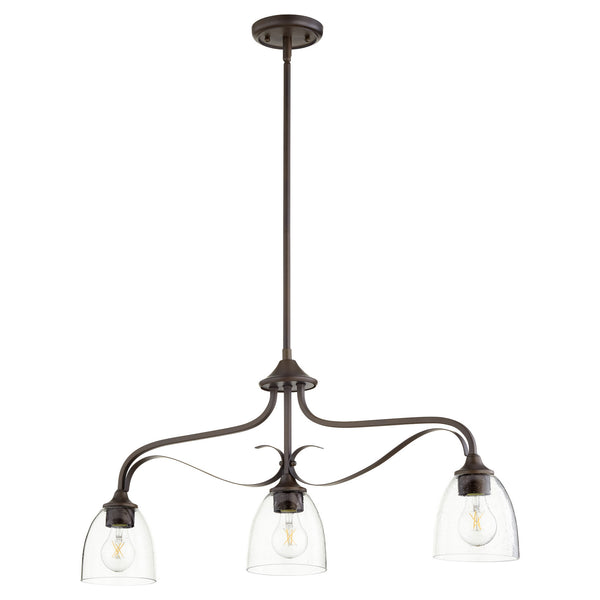 Quorum - 6627-3-286 - Three Light Island Pendant - Jardin - Oiled Bronze w/ Clear/Seeded from Lighting & Bulbs Unlimited in Charlotte, NC