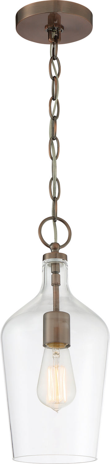 Nuvo Lighting - 60-6748 - One Light Pendant - Hartley - Antique Copper / Clear Glass from Lighting & Bulbs Unlimited in Charlotte, NC