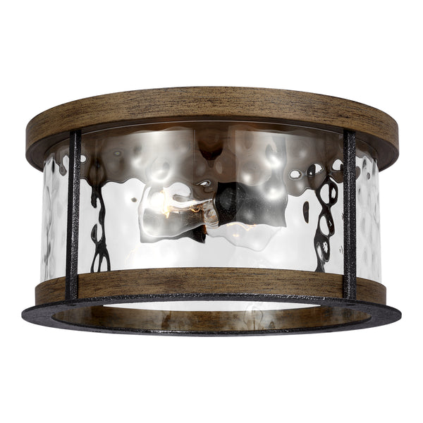 Visual Comfort Studio - FM530DWK/SGM - Two Light Flush Mount - Angelo - Distressed Weathered Oak / Slate Grey Metal from Lighting & Bulbs Unlimited in Charlotte, NC