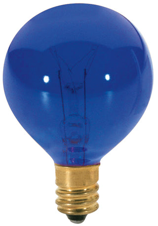10 Watt G12 1/2 Incandescent, Transparent blue, 1500 Average rated hours, Candelabra base, 130 Volt Light Bulb by Satco