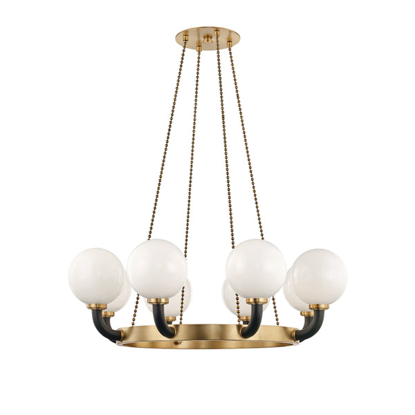 Hudson Valley - 3646-AGB/BK - Eight Light Pendant - Werner - Aged Brass/Black from Lighting & Bulbs Unlimited in Charlotte, NC