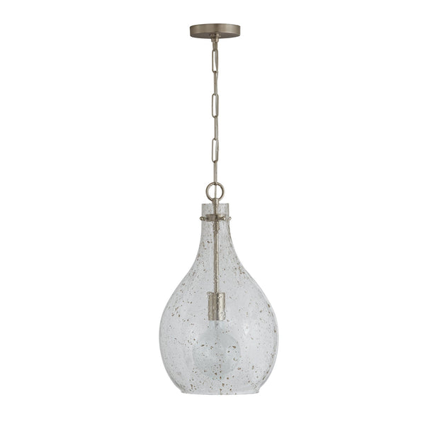One Light Pendant from the Rabun Collection in Brushed Nickel Finish by Capital Lighting