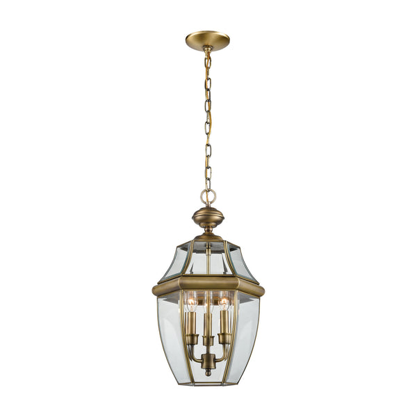 ELK Home - 8603EH/89 - Three Light Outdoor Pendant - Ashford - Antique Brass from Lighting & Bulbs Unlimited in Charlotte, NC