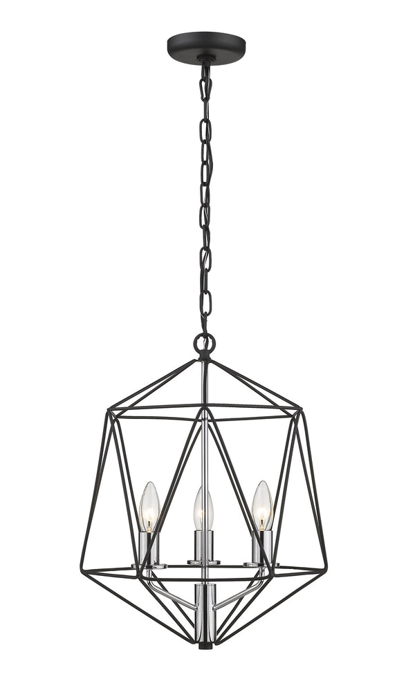 Z-Lite - 918-14MB-CH - Three Light Chandelier - Geo - Matte Black / Chrome from Lighting & Bulbs Unlimited in Charlotte, NC