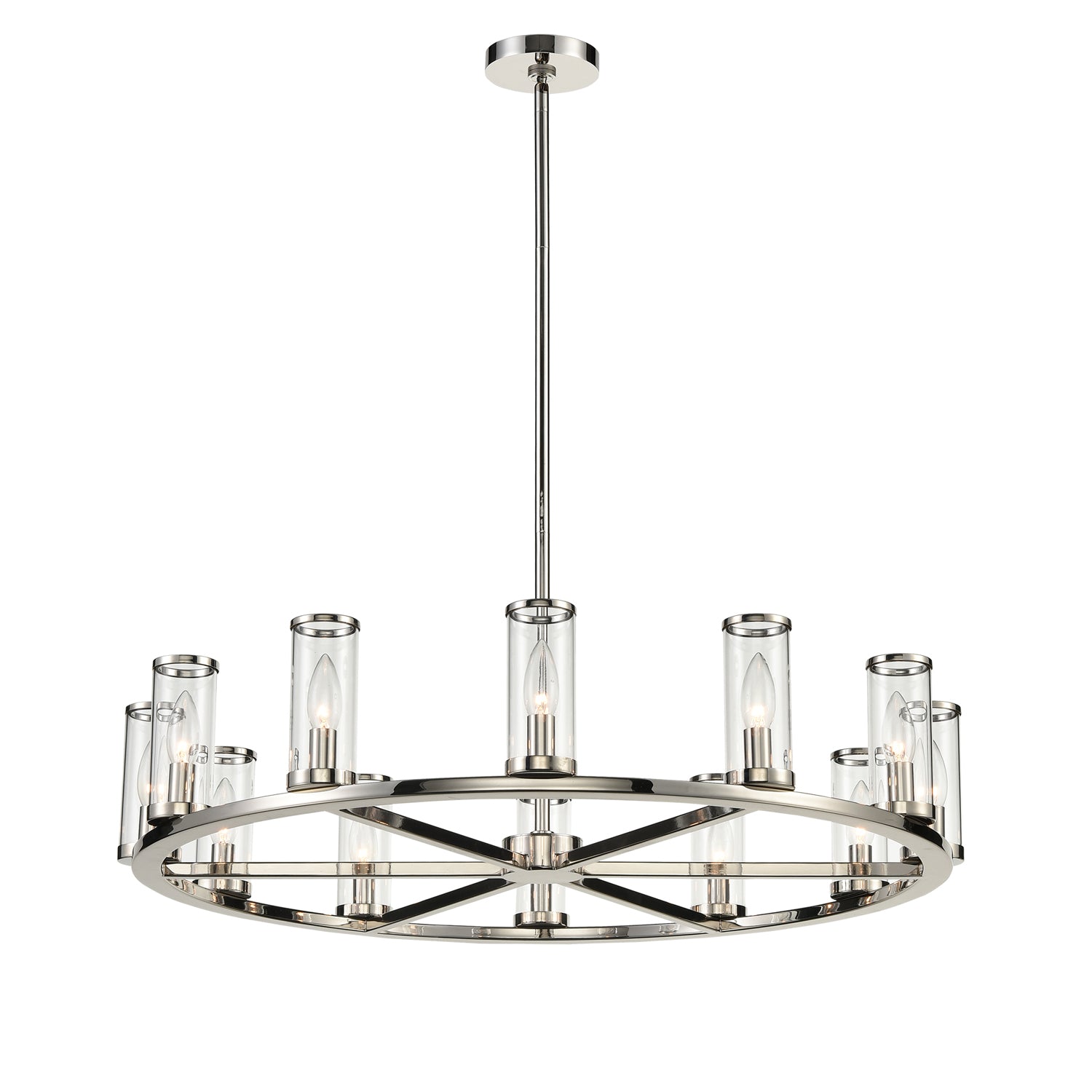 Alora - CH309012PNCG - 12 Light Chandelier - Revolve - Clear Glass/Polished Nickel from Lighting & Bulbs Unlimited in Charlotte, NC