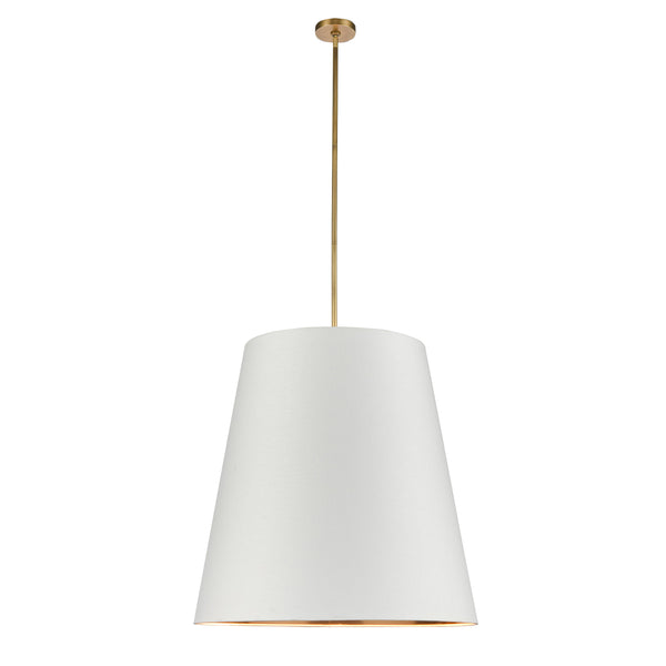 Alora - PD311030VBWG - Three Light Pendant - Calor - Vintage Brass/White Linen With Gold Parchment from Lighting & Bulbs Unlimited in Charlotte, NC