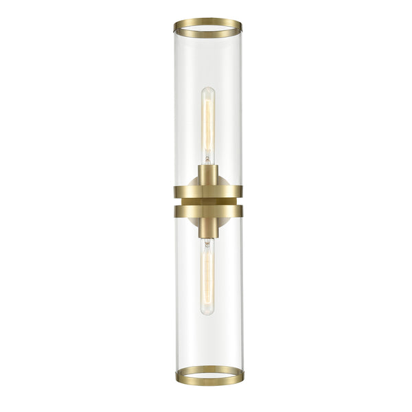 Alora - WV311602NBCG - Two Light Bathroom Fixture - Revolve II - Clear Glass/Natural Brass from Lighting & Bulbs Unlimited in Charlotte, NC