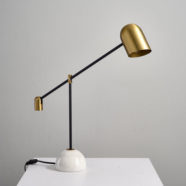Annimus - ALT-CRA-MRBR - Crane - One Light Desk Lamp - Origin Collection - Matte Black and Brass - White Marble Base