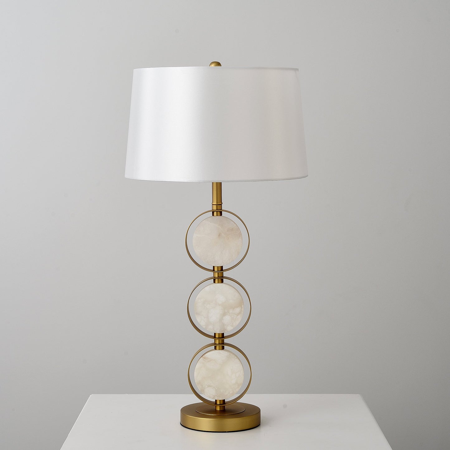 Annimus - ALT-TRI-BRMR - Trinity - One Light Table Lamp - Origin Collection - White Marble - Matte Brass Base